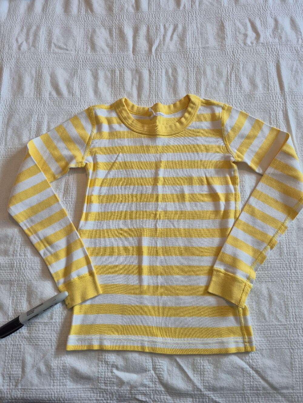 Hanna Andersson size 130 or 8 boys pajama top yellow & white striped PLAY